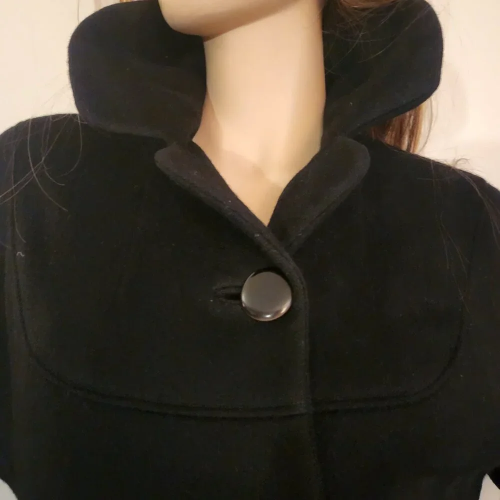 Vintage Princess  Black Wool Coat MCM  Est Size 2 to 4 Wearable Collectors Item - Picture 5 of 17